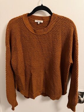 Madewell Rust Textured Crewneck Sweater - Warm Brown-Orange